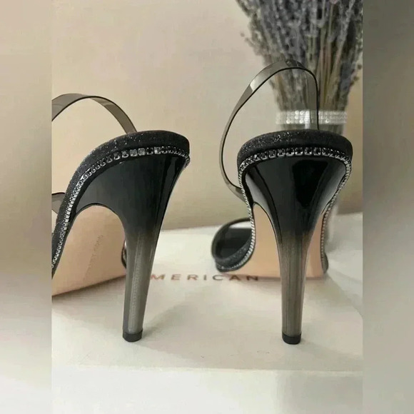 GOOD AMERICAN CRYSTAL CRUSH LUCITE SANDAL STILETTO HEELS SIZE 9 1/2 - Picture 8 of 11